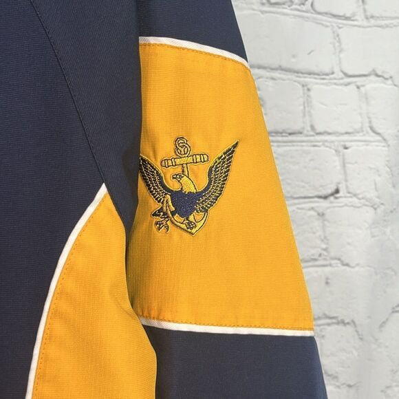 Vintage NAVY NCAA Football Windbreaker navy, yellow/white size Large - Picture 3 of 7